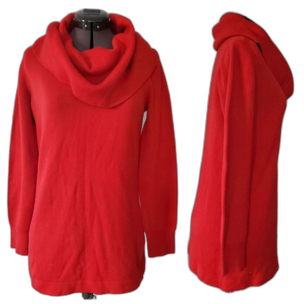 NEW French Connection Sweater Women's Medium Red Cowl Neck Slouchy Oversized